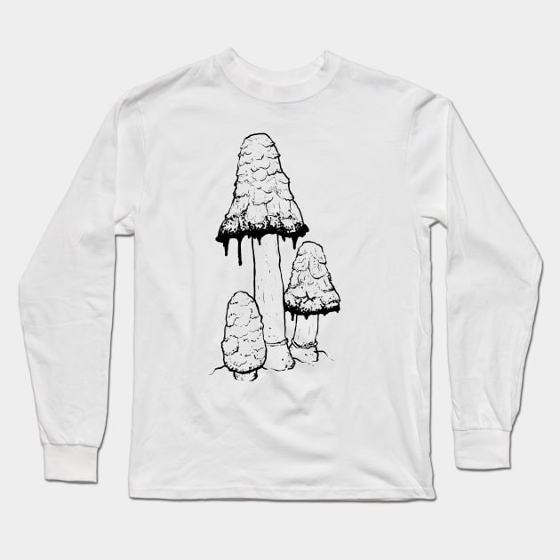 Ink Cap Mushrooms Long Sleeve T-Shirt by mycologist